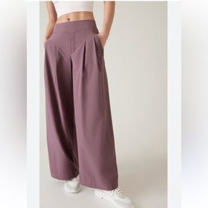 Athleta Brooklyn Heights Pleated Wide Leg Pant Womens 22 Purple Full Length